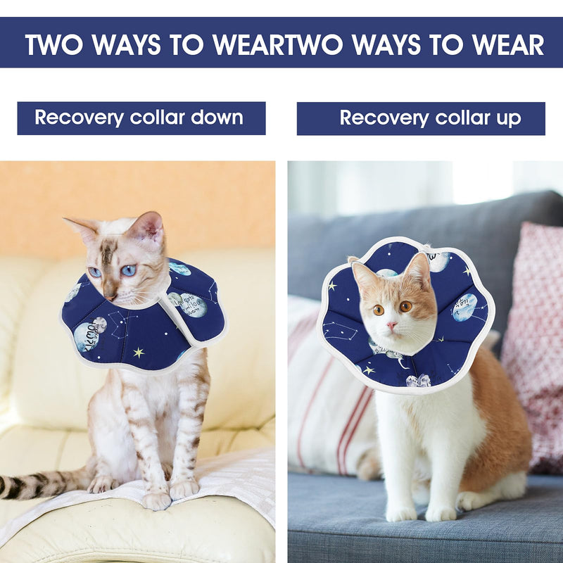 Cobee Soft Cat Cone Collar, Protective Cute Small Cat Recovery Collar Adjustable Fasteners Collars for Kittens Cats E-Collars After Surgery Wound Healing, Fit 6.3"-9" Neck Circumference(Constellation) Constellation - PawsPlanet Australia