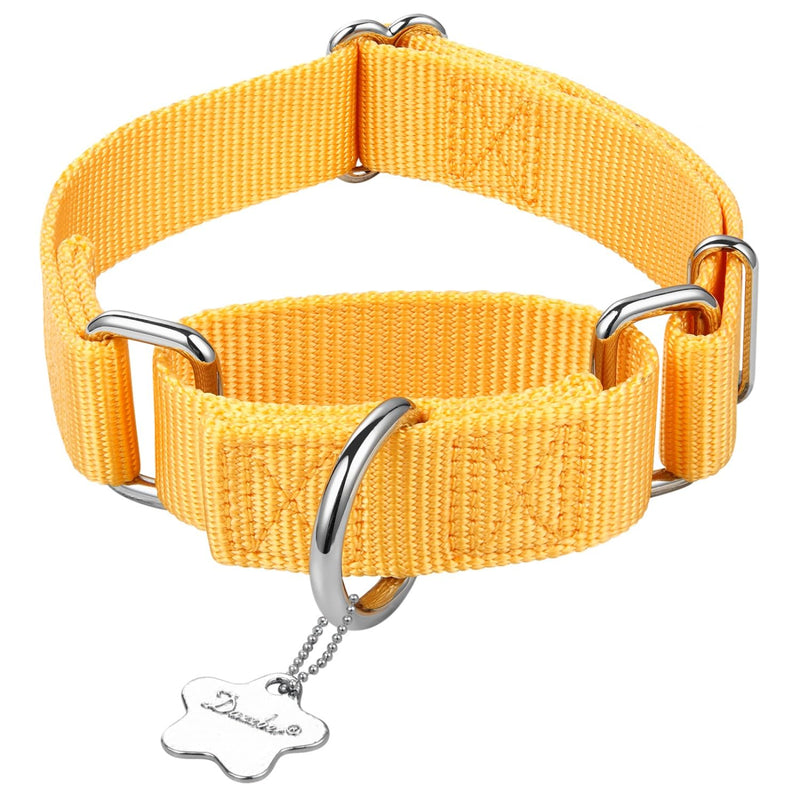 Martingale Dog Collar, Escape-Proof and No Slip Design, Heavy-Duty Nylon with Metal Buckle, Adjustable for Small, Medium & Large Dogs, Colorfast for Training, Daily Walks (BrighYellow, M) Medium: 14"-21" BrighYellow - PawsPlanet Australia