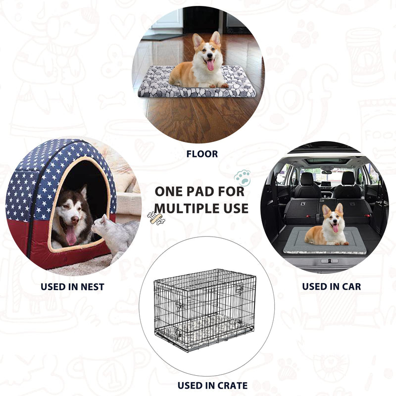 VANKEAN Dog Crate Pad Bed Mat Reversible (Warm & Cool), Soft Pet Sleeping Mat Dog Bed for Crate Suitable for Small to XX-Large Dogs and Cats, Machine Washable Crate Beds, Grey Stone Pattern Large - PawsPlanet Australia