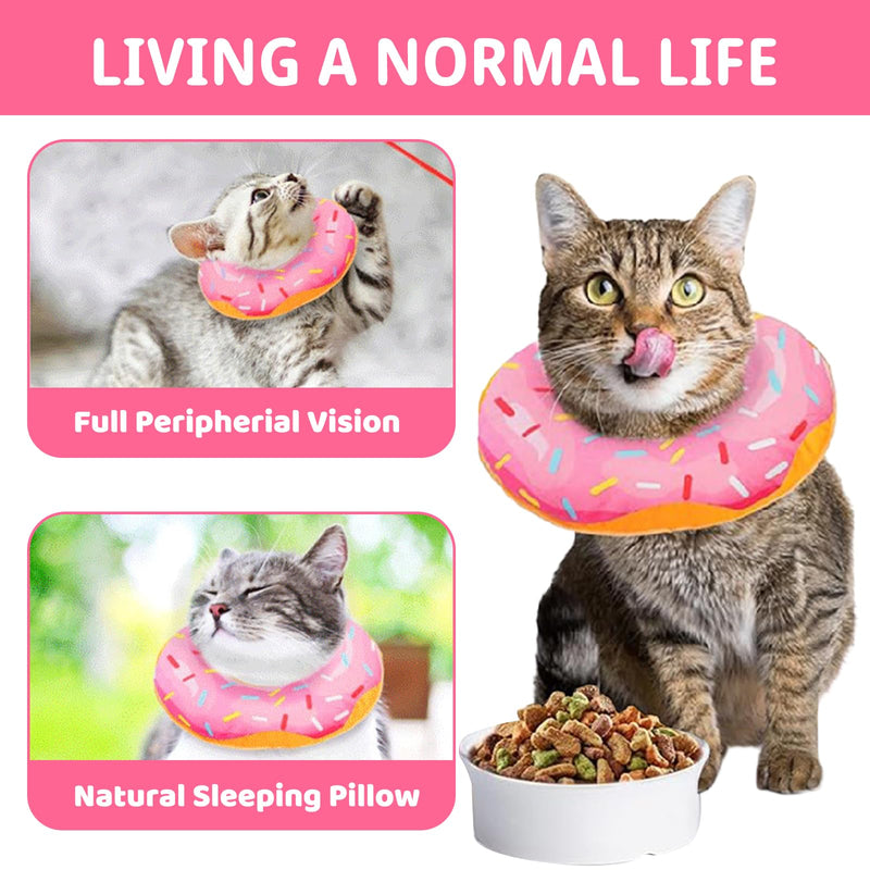 Protective Soft Cat Collar, Protective Collar Cat Set with Teething Rope, Adjustable Collar for Cats, After Surgery and Injuries for Puppies, Small Dogs and Cats (Pink, S) Pink and Purple