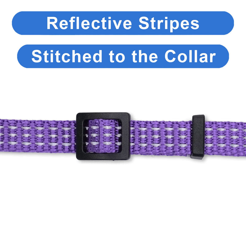 Pawtitas Reflective Cat Collar with Safety Buckle and Removable Bell Cat Collar Kitten Collar Purple Cat Collar ⚡️ Reflective Purple