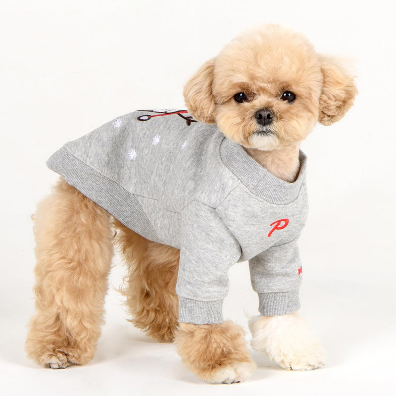 Puppia Dunder Holiday Winter Round Neck Shirts for Small and Medium Dogs, Melange Grey, Medium - PawsPlanet Australia