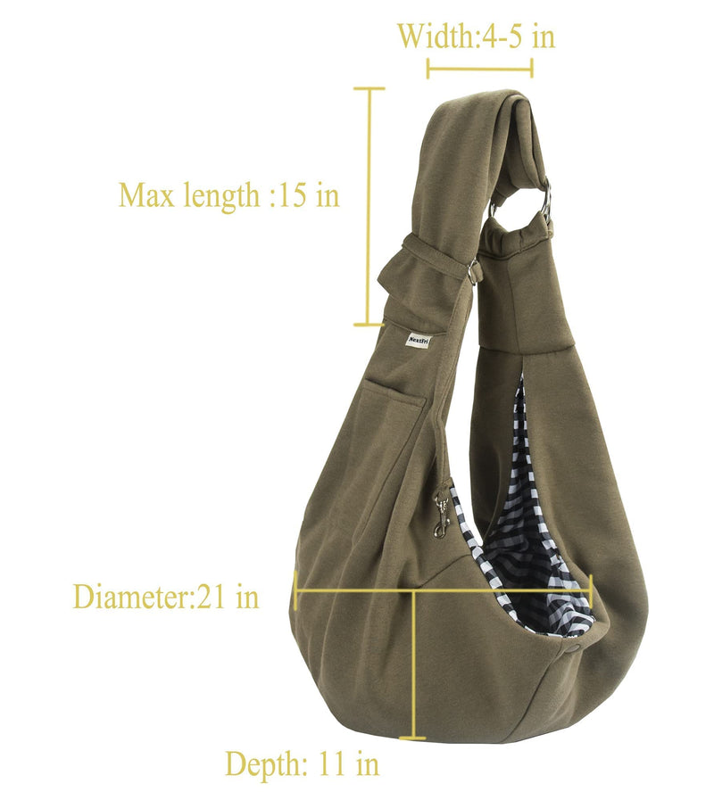 Pet Sling Carrier Adjustable Shoulder Strap Puppy Tote Hands Free Reversible Pet Backpack for Outdoor Travel Classci Khaki Cotton-Khaki - PawsPlanet Australia