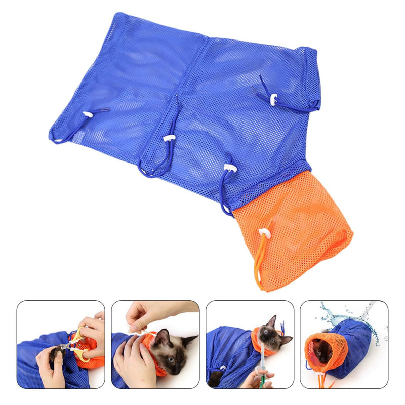 VALICLUD Breathable Polyester Shower Bag for Cats, for Bathing and Administering Medicine, with Adjustable Width and Drawstring for Cats and Kittens