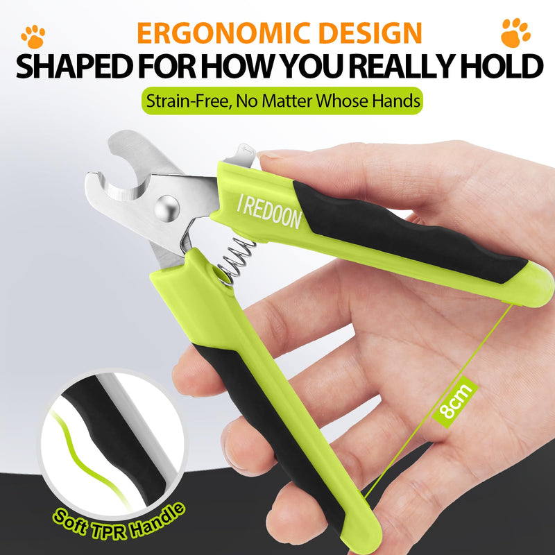 Dog & Cat Nail Clippers, 4Cr13 Stainless Steel Razor Sharp Blade - Professional Pet Grooming Tool with Nail File, Small Hand Friendly & Non-Slip Grip (Green) Green