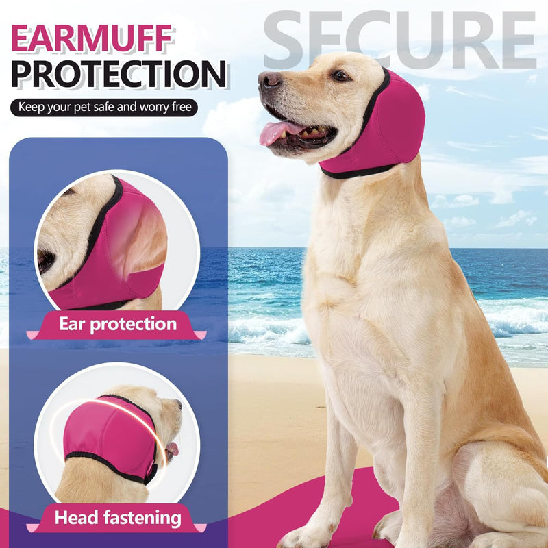 Dog Ear Protectors Small Rose Pink Waterproof Dog Ear Muffs Adjustable Dog Snood Ear Protector For Bath Grooming And Noise Situations