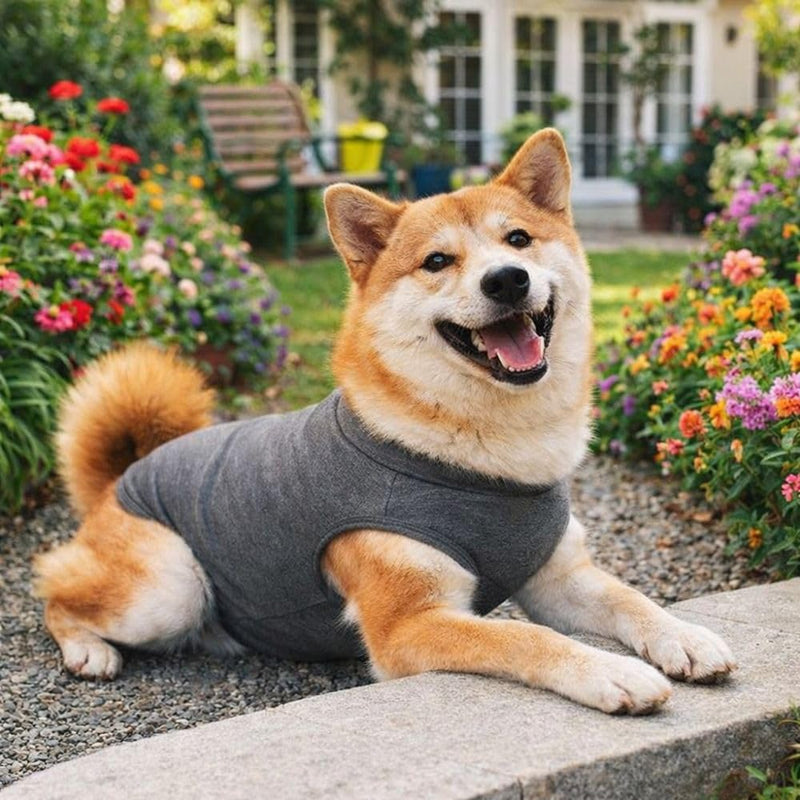 Dog Sterilization Suit Adjustable Practical Breathable Cat Jumpsuit Abdominal Bandages Elastic Cat Weaning Suit Travel Use(Grey)
