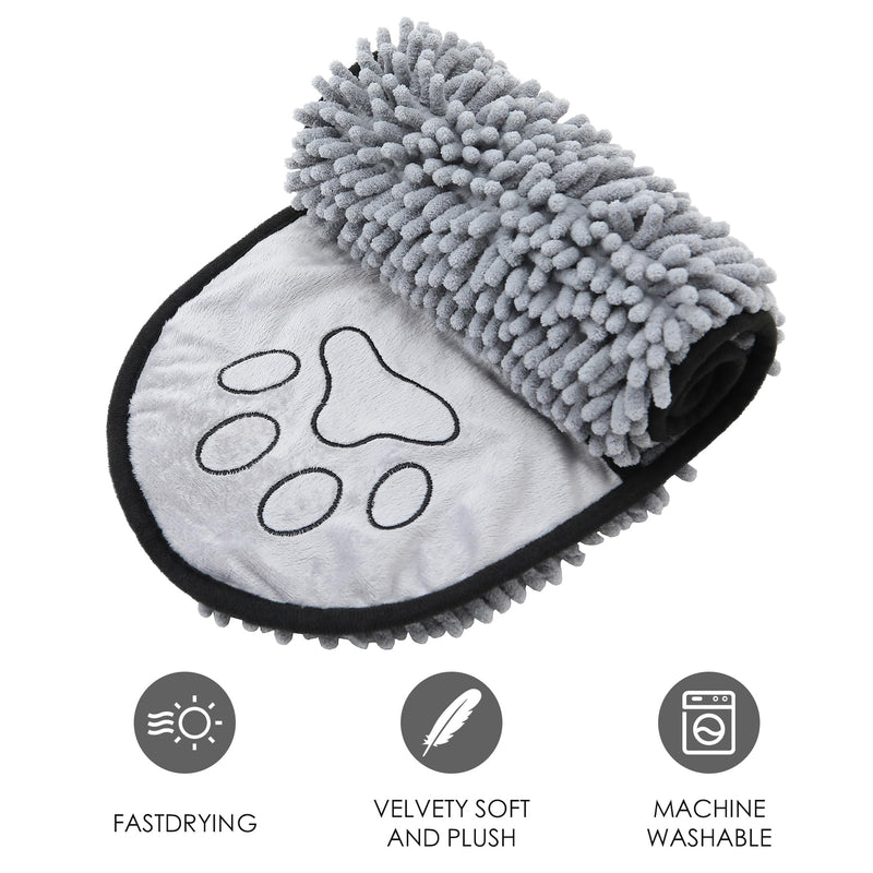 Absorbent Dog Towel, Microfiber Quick Drying Towel, Dog Bath Towel for Puppies, Super Absorbent Machine Washable Pet Towel with Hand Pocket, 9 x 23 inches (Gray) - PawsPlanet Australia