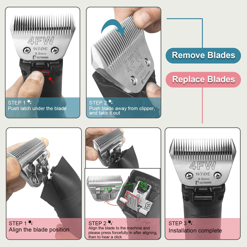 BESTBOMG Size 5FW Wide Detachable Pet Dog Grooming Blades-Cutting Length 1/4"?6.3mm?,Compatible with Andis,Oster A5,Wahl km10 Clippers 5FW-1/4”(1 PCS?