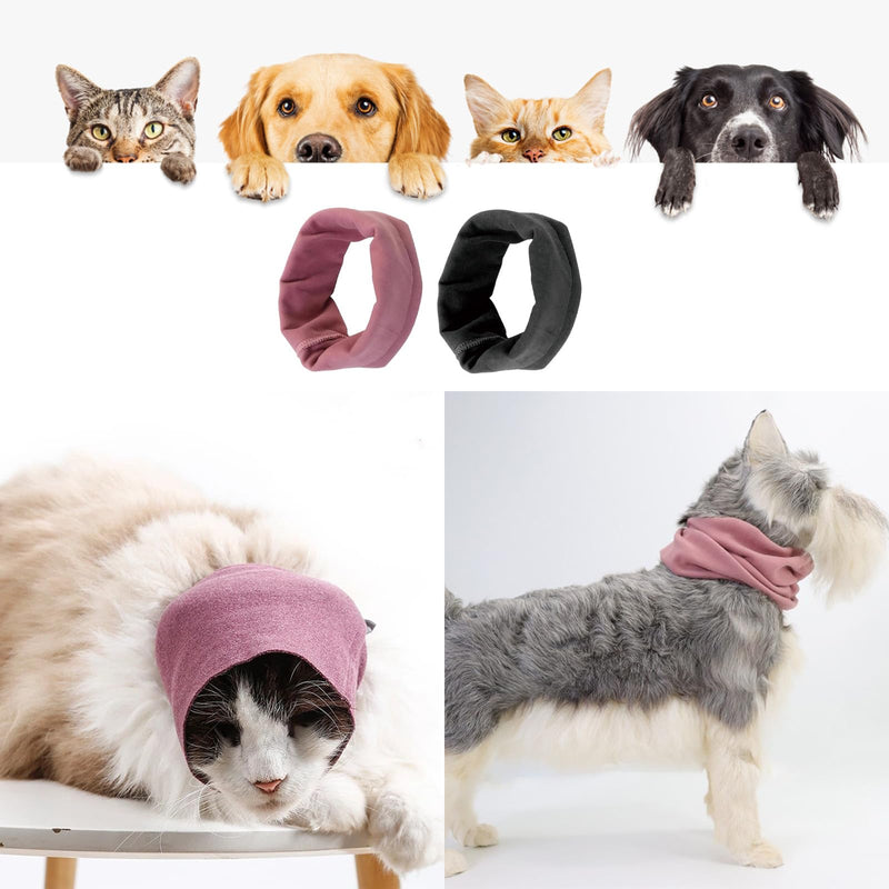 2 Pcs Dog Ear Defenders, Dog Ear Protectors for Anxiety Relief, Grooming and Force Drying, Comfortable Dog Ear Cover for Noise-Sensitive Environments(Pink and Black)