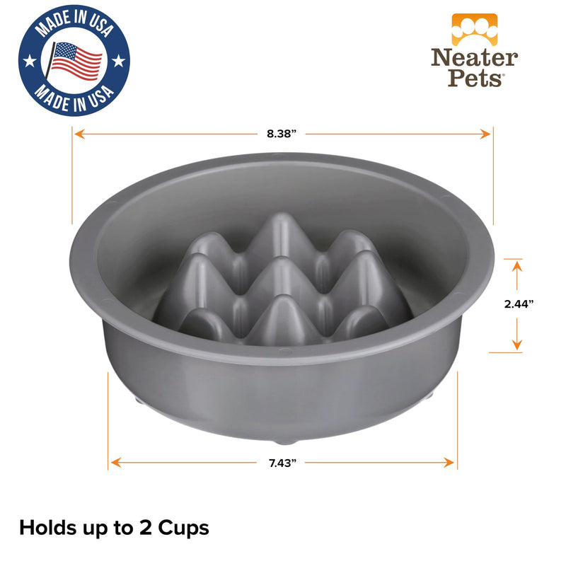 The Niner Slow Feed Bowl - Raised Peaks Slow Down Pets Eating - Fits Elevated Feeders Including Neater Feeder Large Sizes - Gentle on Teeth and Gums - Holds up to 2 Cups (Gunmetal Grey) Gunmetal Grey - PawsPlanet Australia