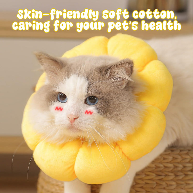 Cat neck brace, soft neck braces, collar to prevent licking, adjustable cat collar for post-surgery, recovery collar, yellow sunflower cat neck brace for small dogs and cats (size S) yellow, S