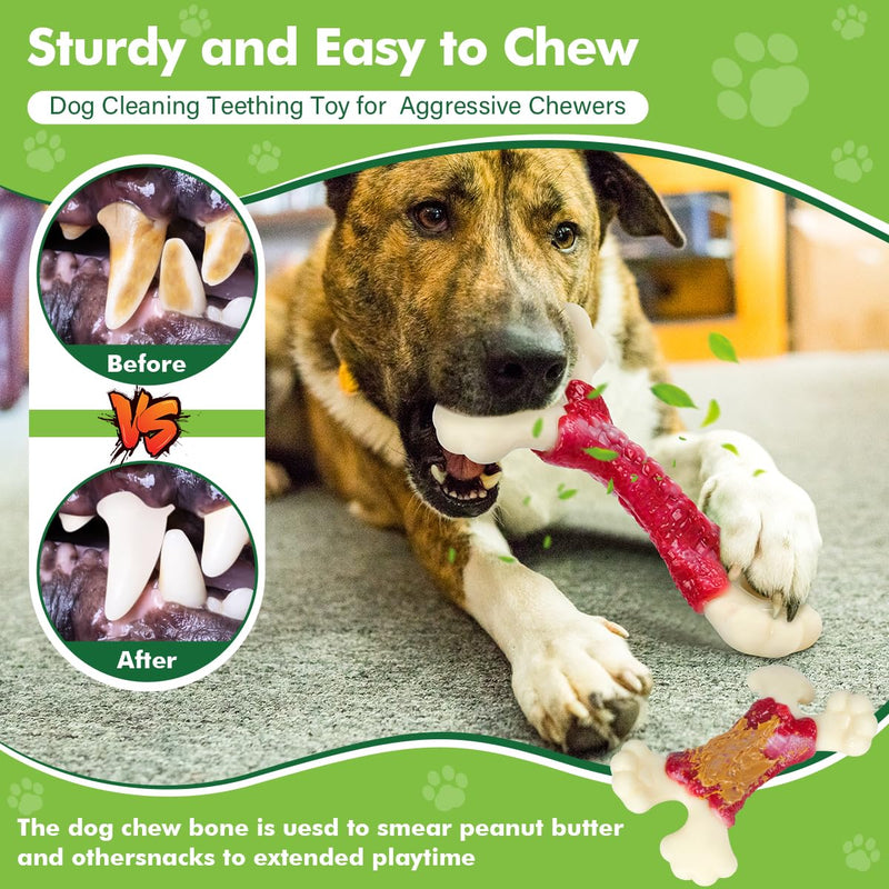 Dog Toys for Aggressive Chewers, Dog Toys for Large Dogs, Indestructible Dog Bones for Aggressive Chewers, Tough and Durable Dog Chew Toy, Real Bacon & Beef Flavors - PawsPlanet Australia