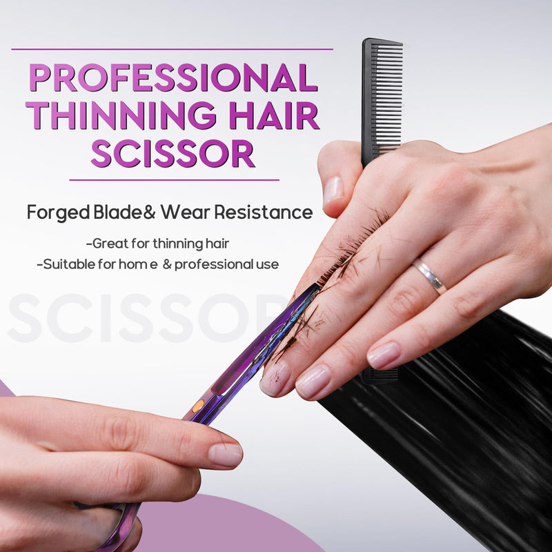 JASON Hair Scissors Professional - 10 PCS Haircut Scissors Set, Thinning Shears for Hair Cutting with 30 Teeth, Straight Shears for Men Women Home Salon Barber (6.7", Purple) 6.5inch-purple - PawsPlanet Australia