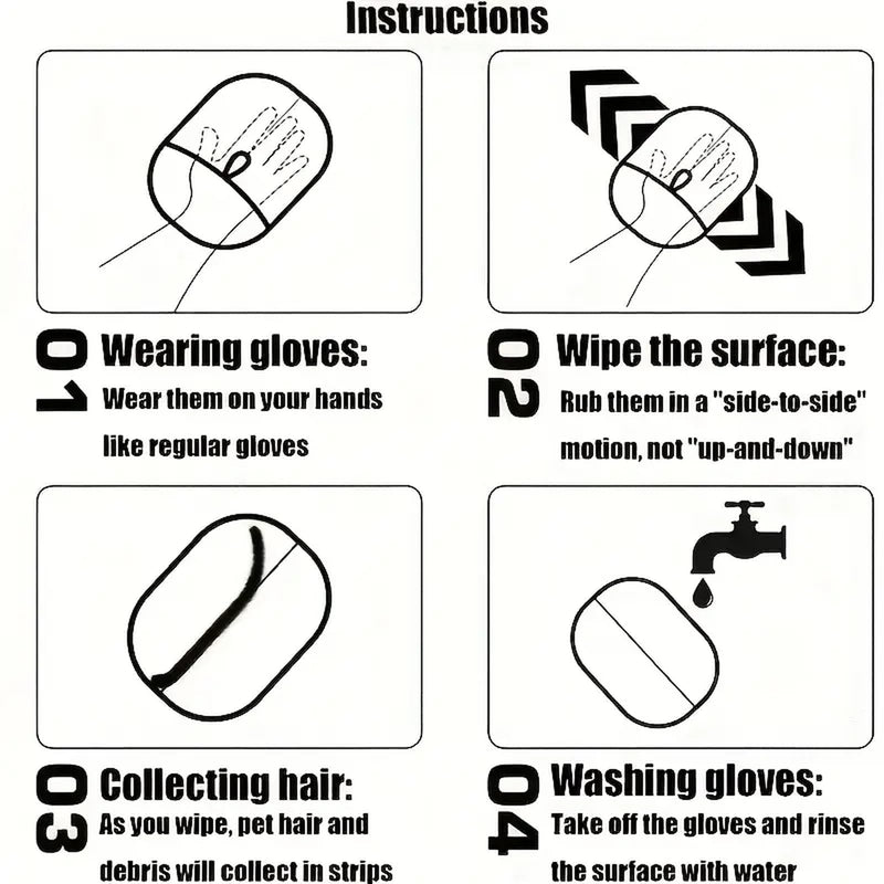 Pet Grooming Glove - Gentle Dog & Cat De-Shedding Glove - Hair Remover for Furniture, Clothes & Car