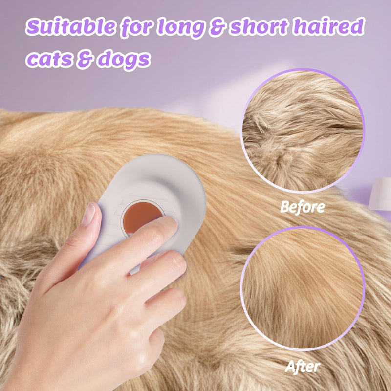 4 in 1 Cat & Dog Steam Brush for Long/Short Hair Shedding - Rechargeable Pet Grooming Brush with Anti-Static Steam Spray, Foldable Handle & Dual Massage Modes for Home Pet Spa Cleaning Off-white - PawsPlanet Australia