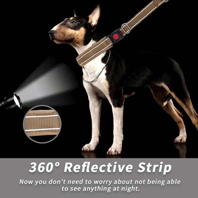 Martingale No Pull Dog Collar for Large Medium Small Dogs, Heavy Duty Nylon Reflective Adjustable Anti Pull Slip Collar with Buckle for Training Walking M Khaki M (15"-23" Neck, 1.5" Wide) - PawsPlanet Australia