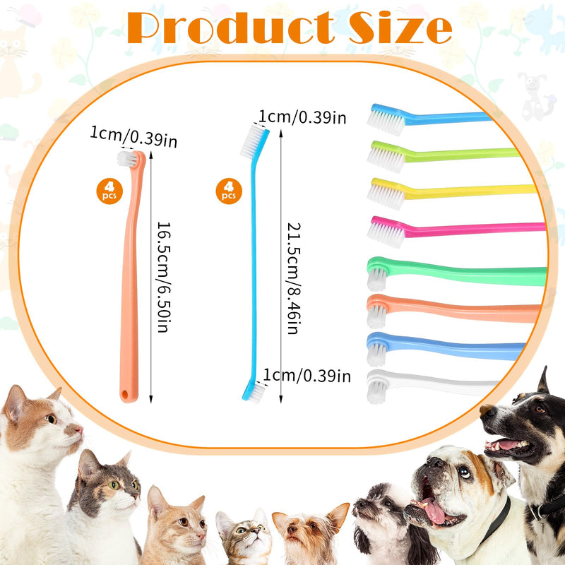 Tyqour Pack of 8 Small Dog Toothbrushes Small Soft Dog Toothbrush for Small Dogs Cats Toothbrush Mini Portable Pet Cats Cat Toothbrush for Cats Dogs Puppies Kittens Small Breeds