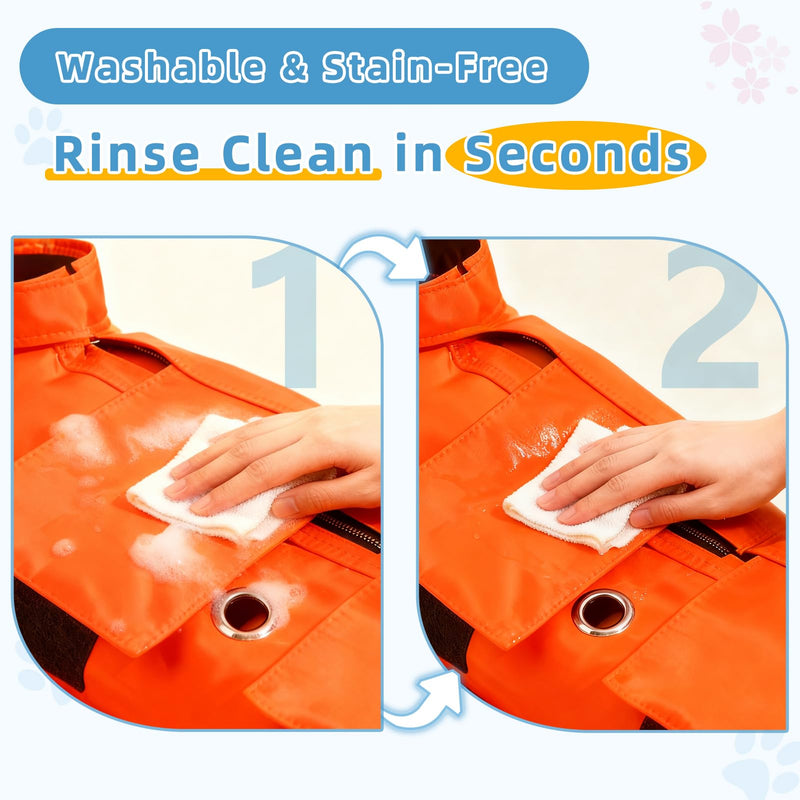 Waterproof Cat Grooming Restraint Bag - Anti-Scratching for Claw Care & Nail Trimming, Ideal for Cat Medical Examination (Orange, S) Orange
