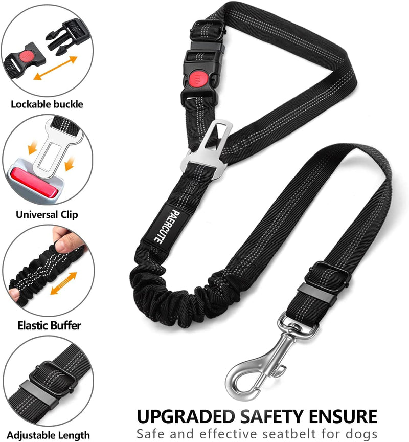 2 Piece Set Dog Seat Belt Retractable Dog Car Seatbelts Adjustable Pet Seat Belt for Vehicle Headrest Restraint Adjustable Heavy Duty & Elastic & Durable Car Harness for Dog Lotus - PawsPlanet Australia