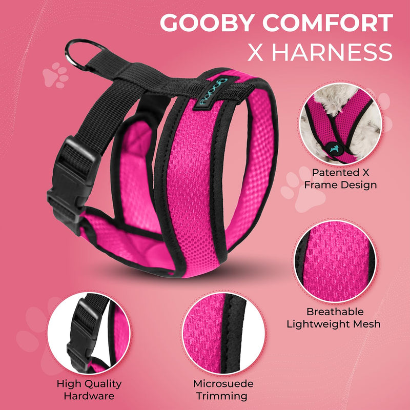 Gooby Comfort X Head In Harness - Flamingo Pink, Medium - No Pull Small Dog Harness Patented Choke-Free X Frame - On the Go Dog Harness for Medium Dogs No Pull or Small Dogs for Indoor and Outdoor Use Medium Chest (14.25-18.75") - PawsPlanet Australia