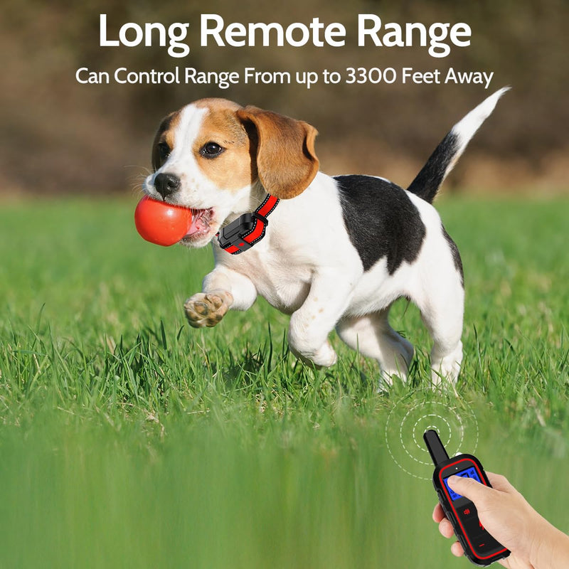 Dog Training Collar Electric Dog Collar with 4 Training Modes and Rechargeable Remote Waterproof Range 3300Ft for Small Medium Large Dogs(Red) Red - PawsPlanet Australia