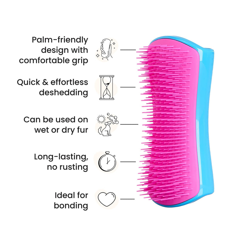 Pet Teezer De-Shedding Dog Brush by Tangle Teezer, Dog Grooming Tool for Long Haired Breeds and Wet or Dry Fur, Large, Blue & Pink Large De-shedding - PawsPlanet Australia
