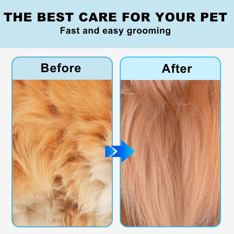 Pet Grooming Brush, Double Sided Undercoat Rake for Dogs & Cats, Professional Deshedding Brush and Dematting Tool, Safe and Effective Removing Knots, Mats, Tangles,and Flying Hair Light Blue - PawsPlanet Australia
