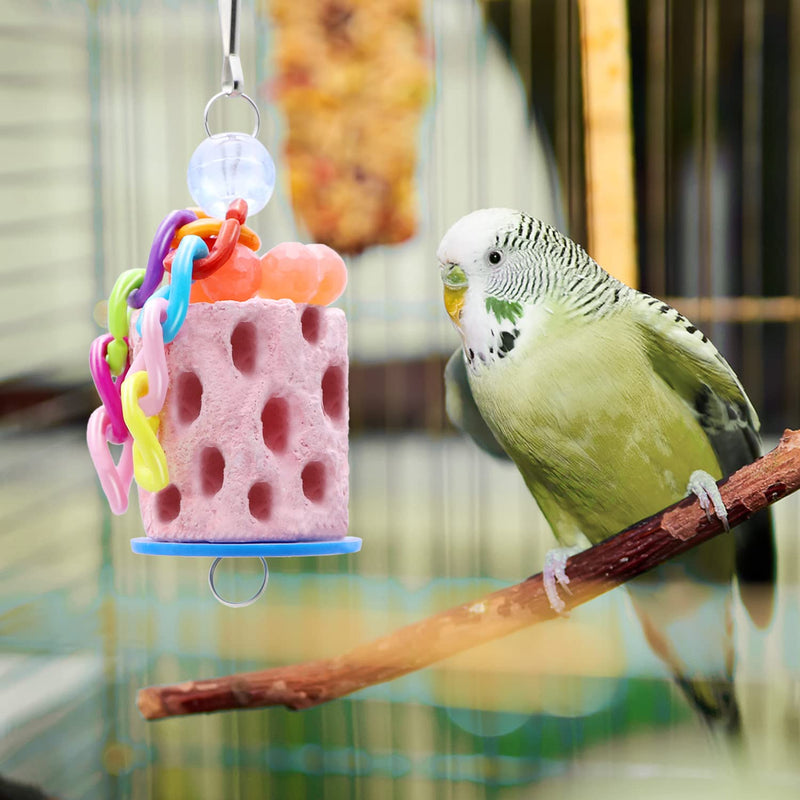 Wontee Bird Calcium Grinding Chewing Toys Bird Perch Stand for Cockatiels Conures Quaker Senegal Parrot, 2 Packs - PawsPlanet Australia