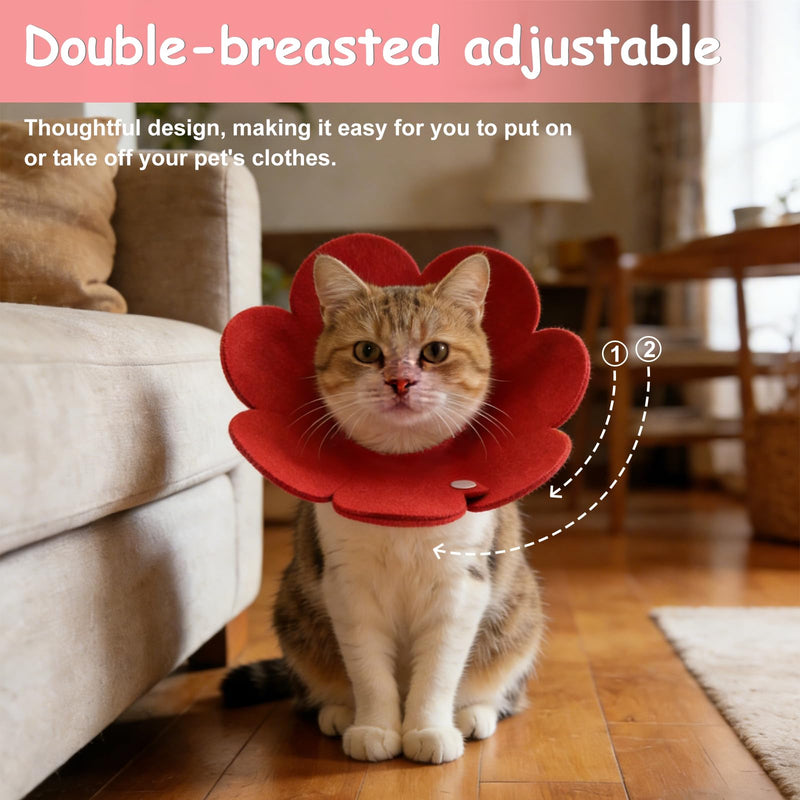 Felt Cat Recovery Collar, Cute Flower Cat Recovery Collar Adjustable Recovery Cones (2Pcs, XS 5.1-6.3inch, Sky Blue) for Small Dogs Kittens Cats XS（0-1 KG/0-2.2 lb）