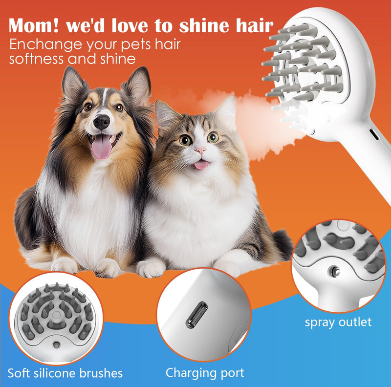 Cat Brushes for Indoor Cat, 6 in 1 Pet Steam Brush for Dog Cats Grooming Kit Supplies Hair Grooming for Long Short Hair Cats Dogs Massage & 2 Water Spray Modes Shedding Brush - PawsPlanet Australia