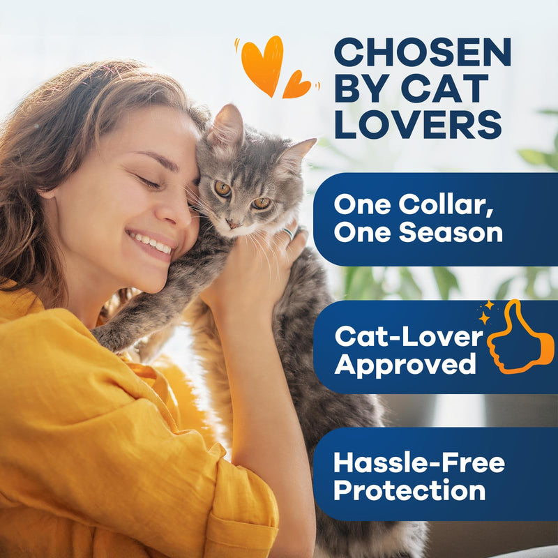 Flea and Tick Collar for Cats 5 Pack, 8 Months Protection, Plant-Based Ingredients, Water-Resistant, Adjustable & Lightweight, Suitable for Adult Cats & Kittens, White