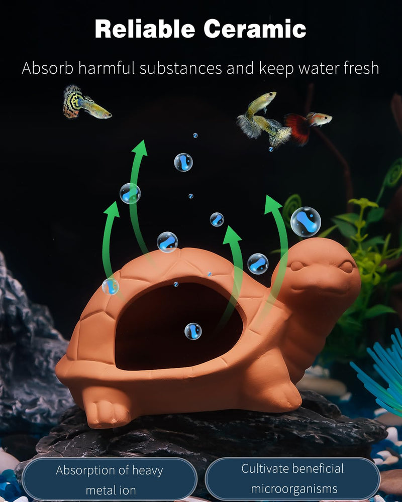 Uniclife Aquarium Turtle Ornament Fish Tank Decoration Ceramic Turtle Animal Hut for Fish Tank Landscape Aquarium Hideout Hideaway Spawning Cave Decor for Shrimp Betta Goldfish and Reptiles - PawsPlanet Australia