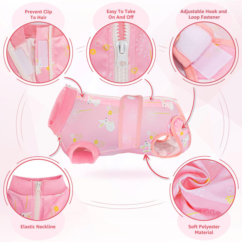 Lukovee Recovery Suit for Dogs, Zipper On Recovery Suit for Female Male Dog, Onesie Abdominal Wounds Cone E-Collar Alternative Prevent Licking Spay Recovery Suit (M, 2PI) A-Pink Medium