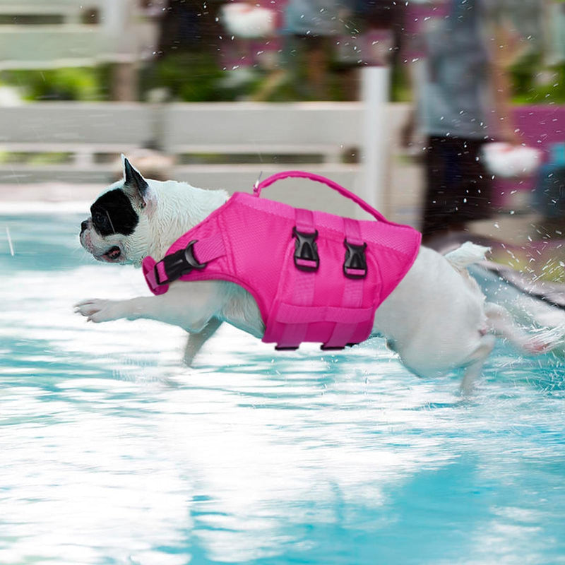 Kuoser Dog Life Jacket XL, High Flotation Doggie Life Vest for Swimming Boating, Reflective Swimming Vest Pet Water Preserver with Rescue Handle XL (Chest Girth:25.9-33.4'') 2#RoseRed - PawsPlanet Australia