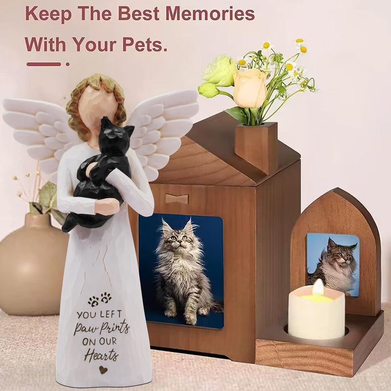 Cat Memorial Gifts, Pet Cat Remembrance Gifts, Loss of Cat Sympathy Gifts for Cat Mom, Passed Away Cat Gifts, Hand-Painted Figurines Angel Cat (Black) Black - PawsPlanet Australia