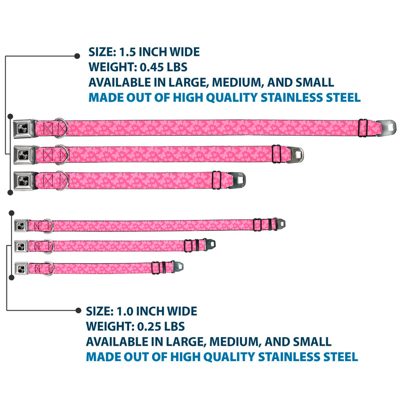 Dog Collar Seatbelt Buckle Butterflies Pink 11 to 17 Inches 1.0 Inch Wide M - Fits 11-17" - 1.0" Wide - PawsPlanet Australia