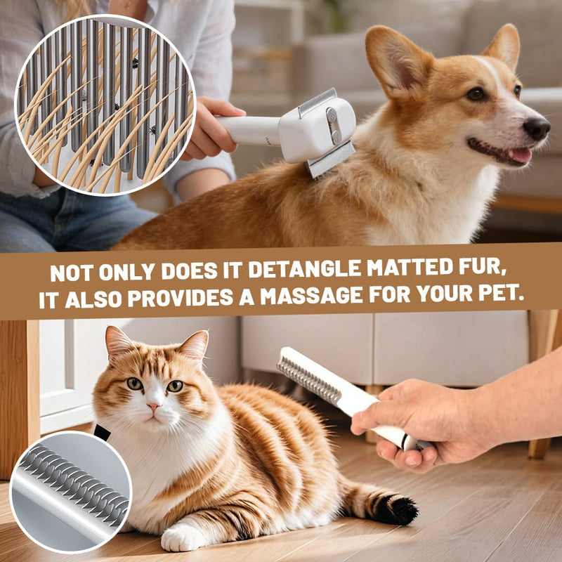 3 in 1 Cat Brush Dog Brush, Multifunctional Cat Comb Removes Loose Hair/Undercoat/Mats, for Long Hair, Short Hair, Density, Curly, Fine Pet Fur - PawsPlanet Australia