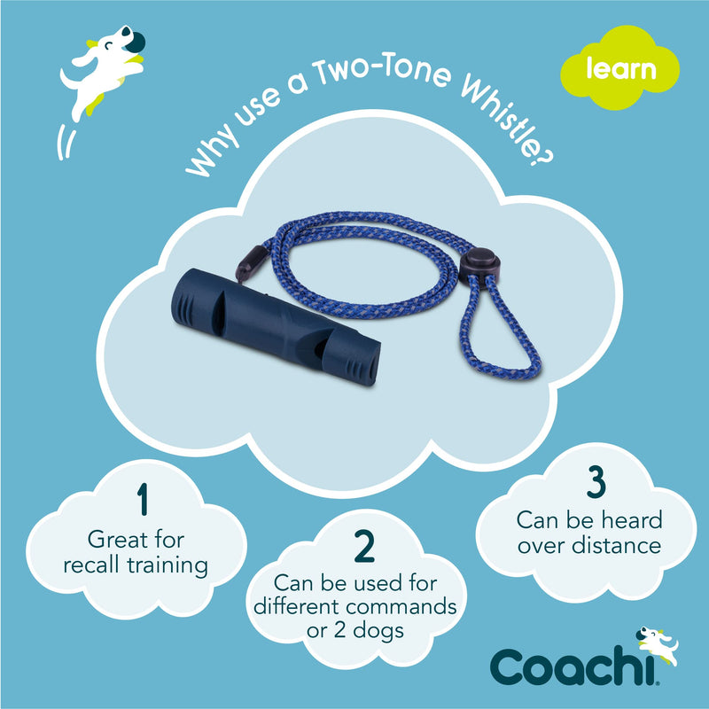 Coachi Two Tone Whistle, Train Two Dogs, Train Different Commands, Tough Material, Adjustable Reflective Lanyard, Traditional, Recall Training, Lightweight & Compact, Dog and Puppy Training - PawsPlanet Australia