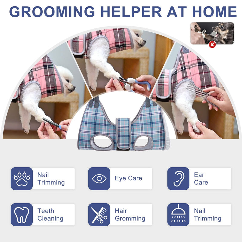 BEAUTYZOO Dog Grooming Hammock, Medium Dog Sling for Nail Trimming, Dog Hanging Harness for Claw Care with Thick Fabric Neck Support Wide Strap Restraint Cat Grooming Hammock, Blue L L (Leg Spacing: 10.6-15" / Max W: 60lbs) - PawsPlanet Australia
