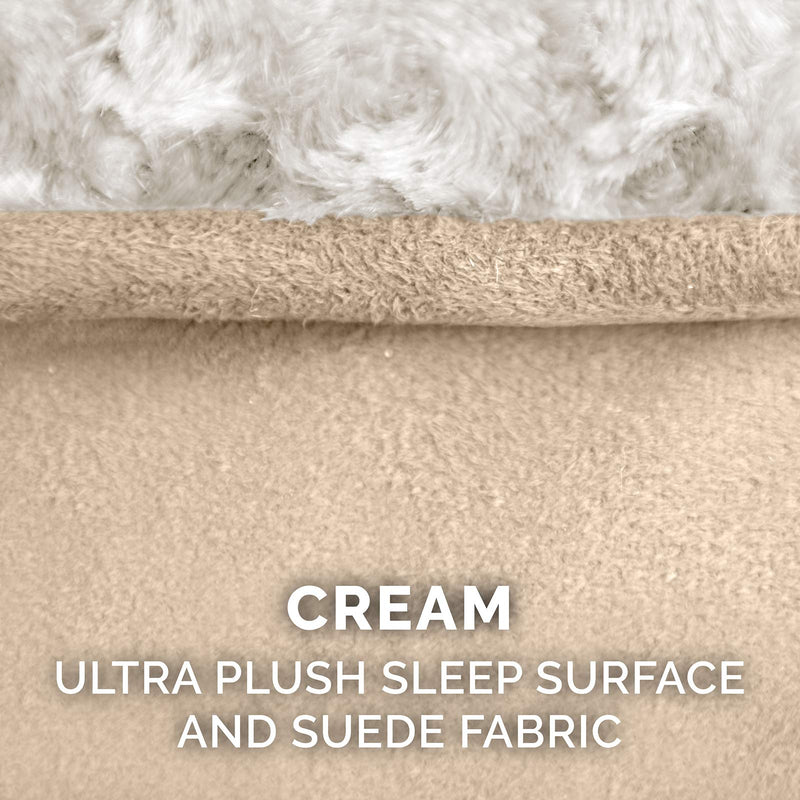Furhaven Memory Foam Dog Bed for Large/Medium Dogs w/ Removable Washable Cover, For Dogs Up to 38 lbs - Ultra Plush Faux Fur & Suede Luxe Lounger Contour Mattress - Cream, Large - PawsPlanet Australia