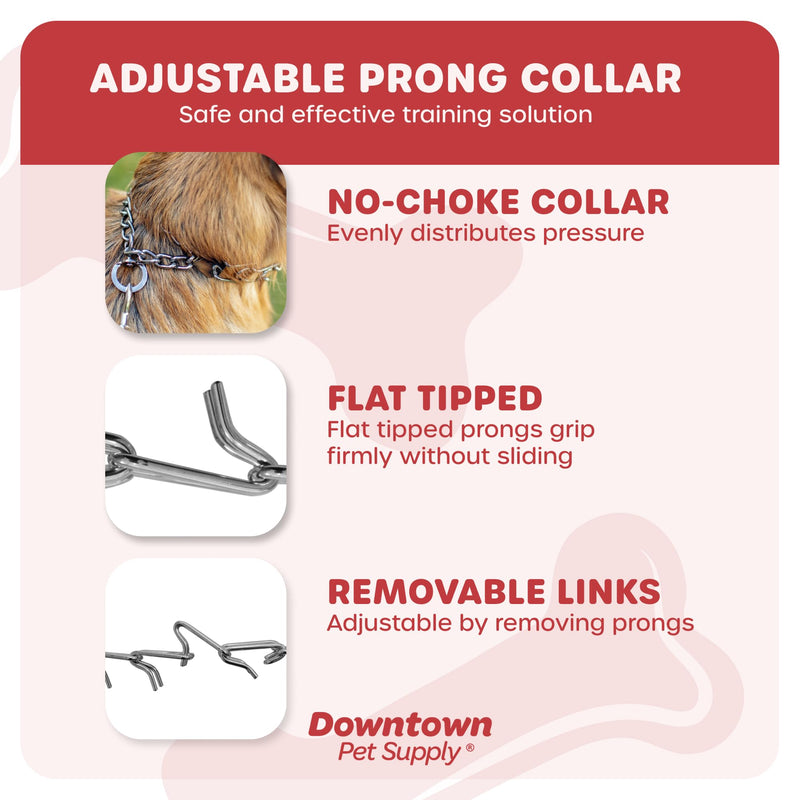 Downtown Pet Supply Chrome Plated Prong Collar for Dogs, Medium - Adjustable, No-Choke and No Pull Dog Collar with Removable Links - Pinch Collar for Dogs 20-40 lbs and 20" Neck Width Medium (Pack of 1) - PawsPlanet Australia