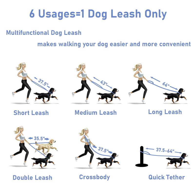 ZALER Dog Collar and Leash Set, Waterproof Adjustable Odor Proof Pet Collars Leashes Easy to Clean, 6FT Dog Leash with 2 Hooks for Large, Medium Small Dogs (S, Blue) Moonstone Blue S(Collar:8.6''-12.6''; Leash:6ft) - PawsPlanet Australia