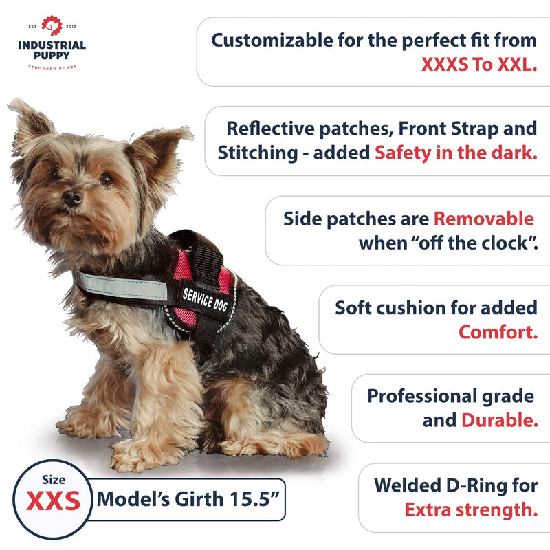 Industrial Puppy Service Dog Vest with Hook and Loop Straps & Matching Service Dog Leash Set - Harnesses from XXS to XXL - Service Dog Harness Features Reflective Patch and Comfortable Mesh Design XXS, Fits Girth 14.5-18" Hot Pink - PawsPlanet Australia