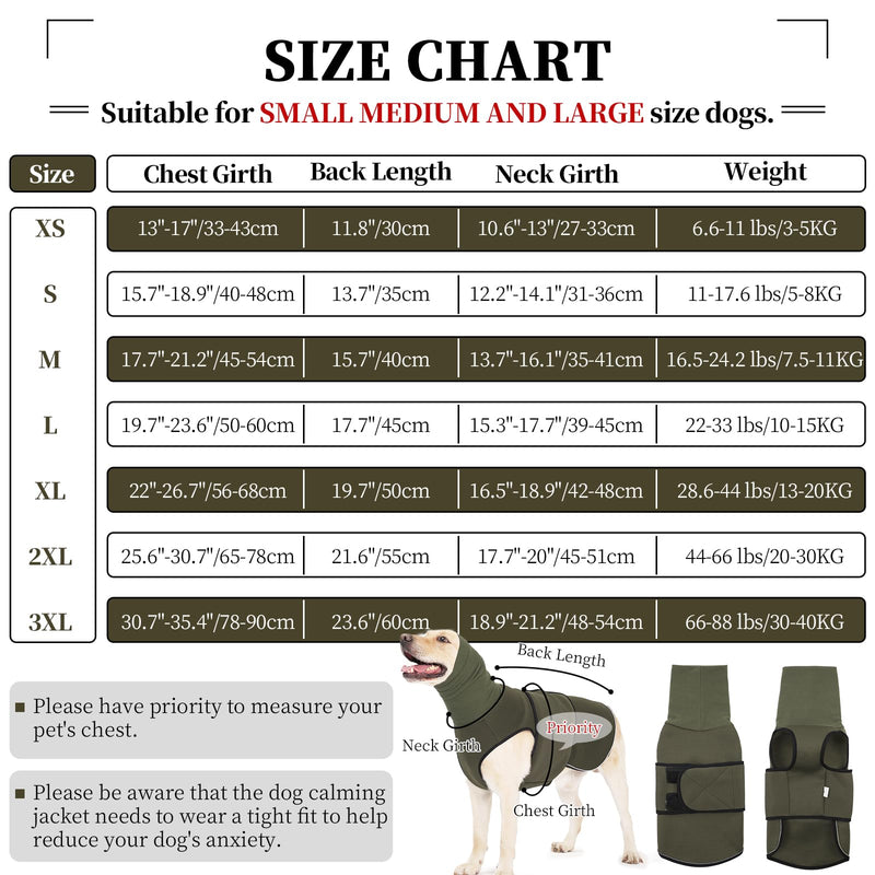 ROZKITCH Dog Anxiety Shirt Calming Jacket with Hoodie Dog Ears Cover 2 in 1, Dog Anxiety Jacket with Ear Wrap for Fireworks Travel Vet Visits Separation Anxiety Relief, Calming Shirt Wrap Green 3XL 3XL(Back:23.6";Chest:30.7"-35.4") ArmyGreen - PawsPlanet Australia