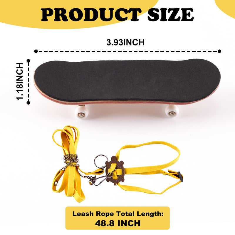 Tortoise Leash and Training Skateboard Toy, Mini Skateboard and Adjustable Harness for Turtle, Funny Tortoises Toys Accessories for Tortoise, Lizard, Small Animals (Yellow) Yellow - PawsPlanet Australia