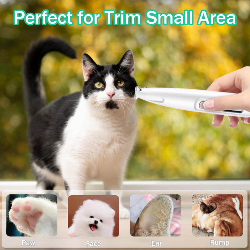 Dog Paw Trimmer, Electric Dog Clippers with LED Light, Rechargeable Low Noise Pet Hair Trimmer for Grooming, Cordless Pet Paw Trimmer, Pet Hair Shaver for Small Dogs Cats - PawsPlanet Australia