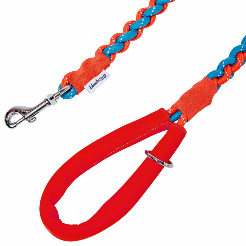 Blueberry Pet Heavy Duty Reflective Braided Handmade Dog Rope Leash in Flame Red and Azure Blue, 4 ft, Strong Leashes for Dogs - PawsPlanet Australia