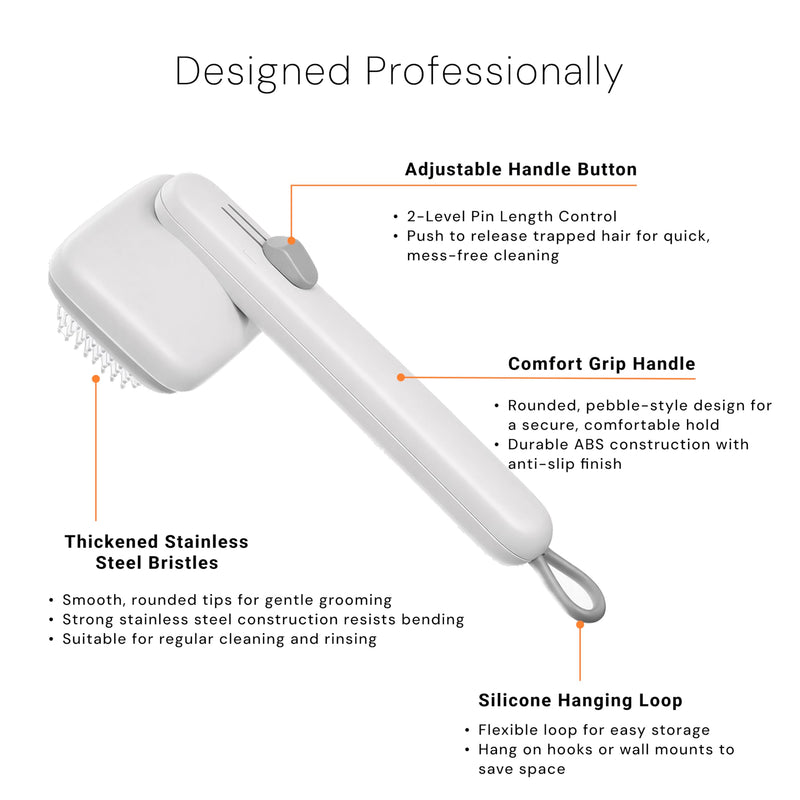 Self Cleaning Slicker Brush for Cats and Dogs | Deshedding Tool for Long and Short Hair | Pet Grooming Brush Reduces Shedding | Cat Comb and Dog Hair Brush (White) Snow White - PawsPlanet Australia