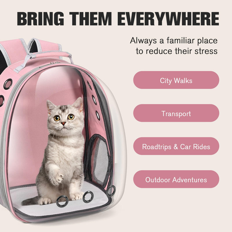 Cat Carrier Backpack, Pet Carrier Backpack Front Pack for Small Medium Cat Puppy Dog Carrier Backpack Bag Space Capsule, Airline-Approved Pet Carrier for Travel Hiking Walking Camping (Pink) Pink - PawsPlanet Australia